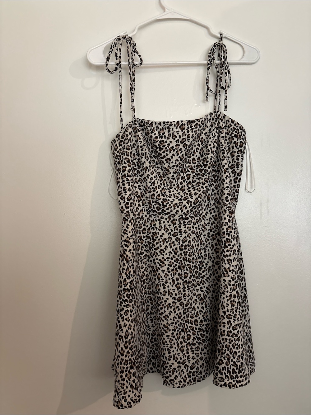 Princess Polly Leopard Print Tie-Strap Mini Dress - Black & Cream